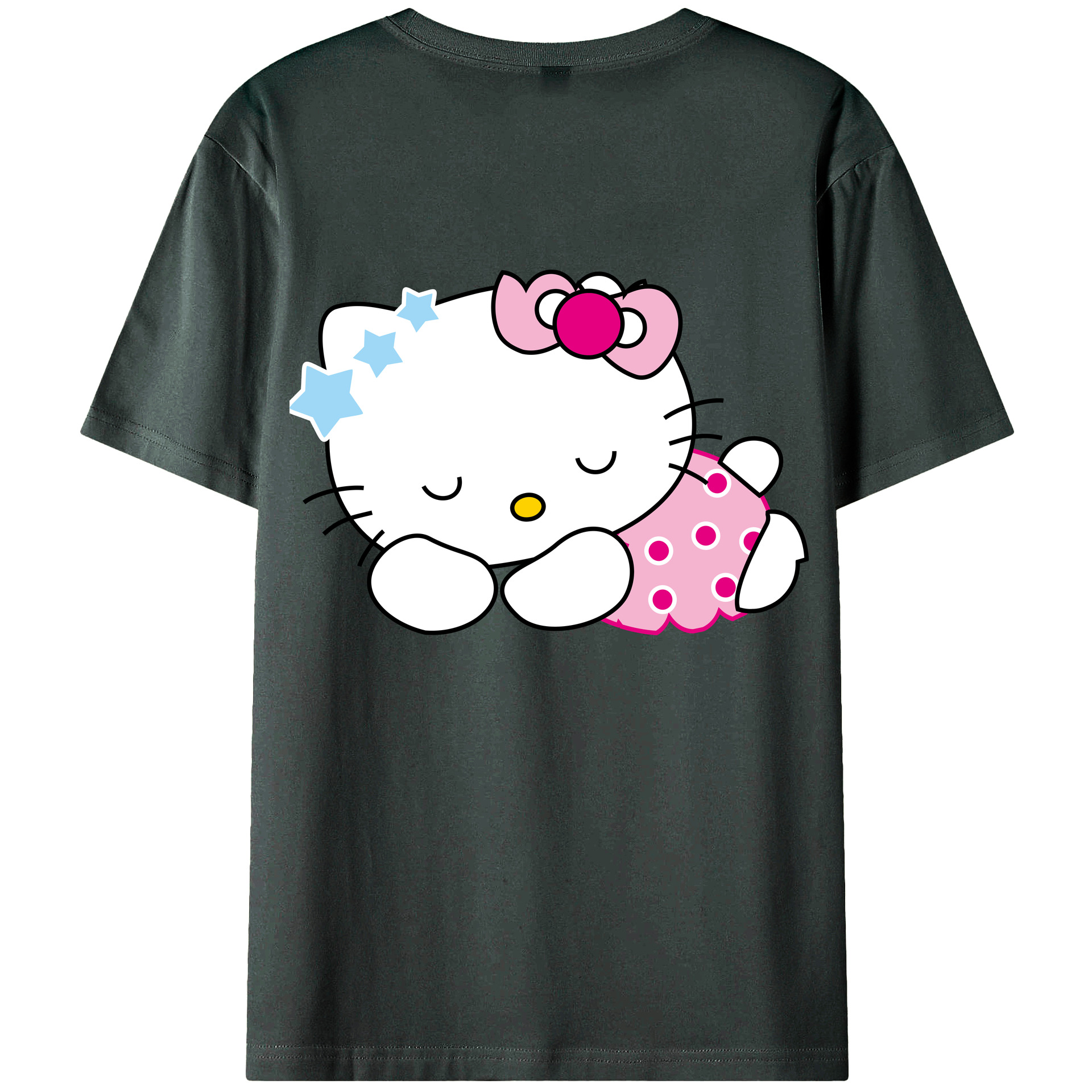 （画像用） Hello Kitty ハローキティ 綿100％ メンズ半袖Tシャツ（バックプリント） 通気性